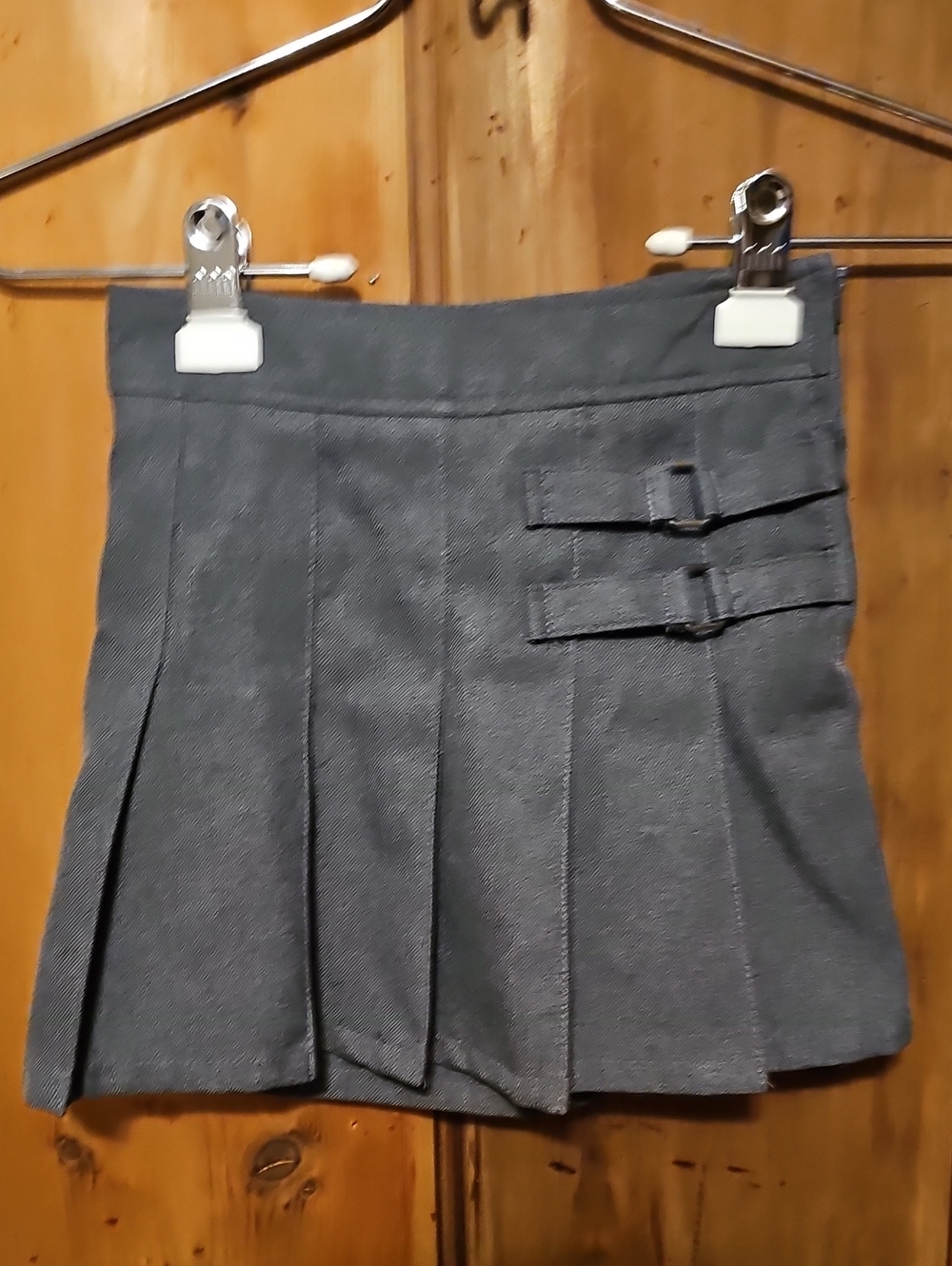 French Toast Charcoal Pleated Mini Skirt with Twin Waist Tabs - Size 6 Girl